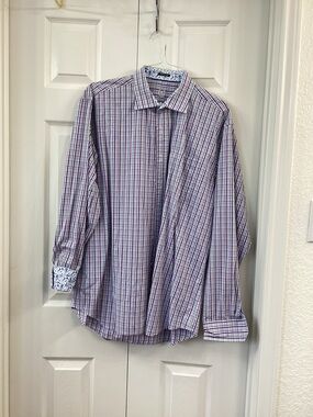 Bugatchi Purple and Blue Windowpane Dress Shirt